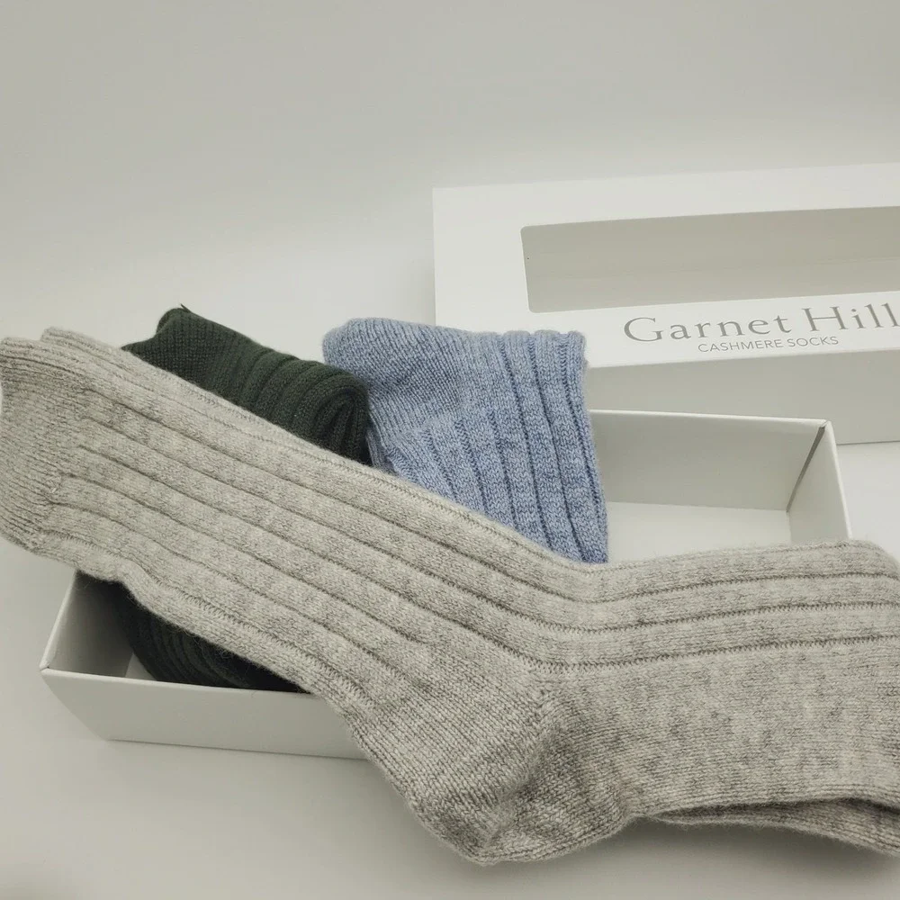 Cashmere Socks 3 Pack Gift Set Women 9-11 Garnet Hill Crew Luxury New Cozy Soft